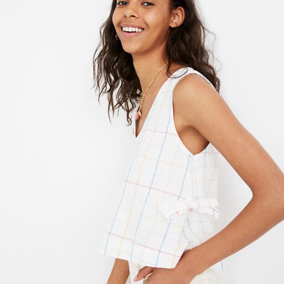 XXS Madewell Side-Tie Tank Top in Windowpane - Picture 1 of 7